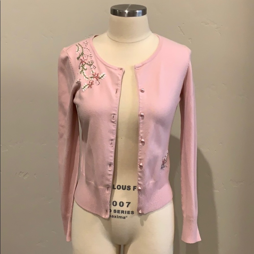 Baby Pink Dolce Large embellished Cardigan
